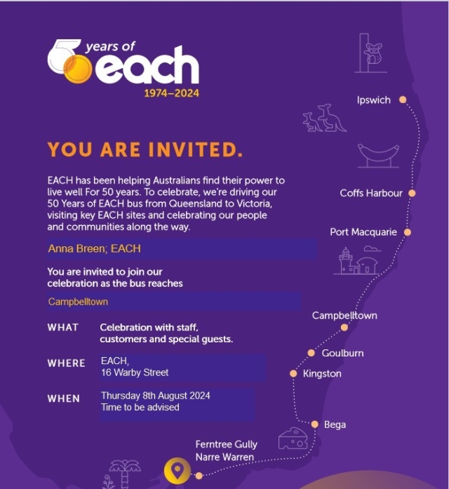 Celebrating 50 years of “EACH” - The EACH Bus is stopping in Campbelltown!