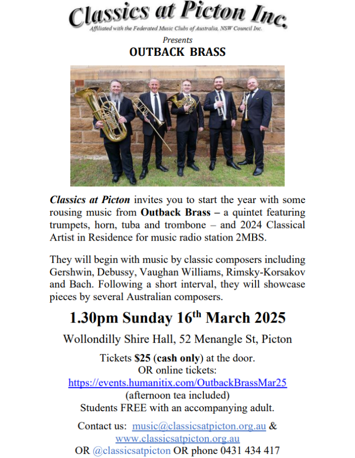 Classics at Picton presents: Outback Brass