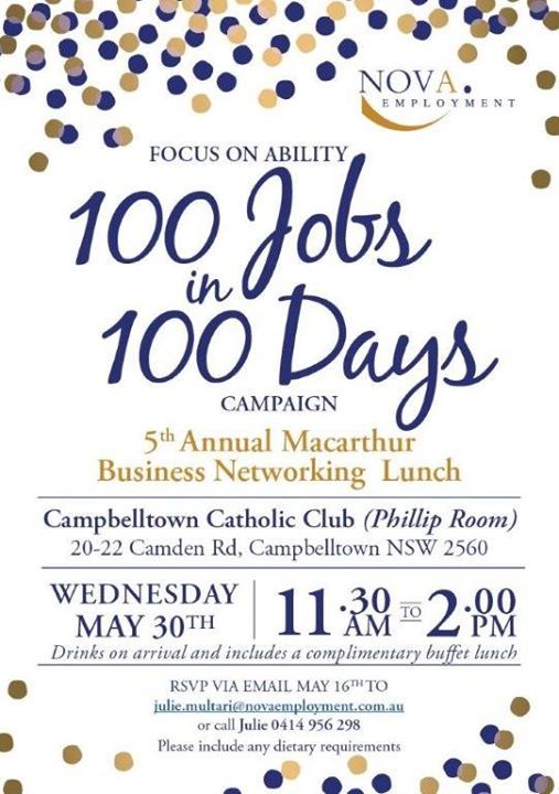 - YOU ARE INVITED! -  Nova Employment’s 100 jobs…
